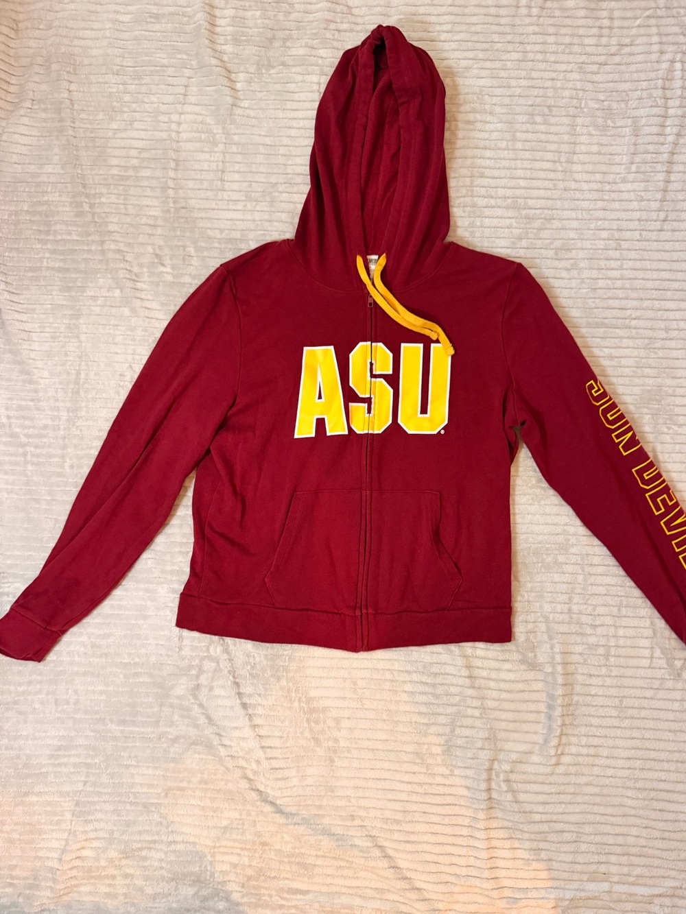 PINK ASU Sun Devils Maroon Zip-Up Hoodie Jacket